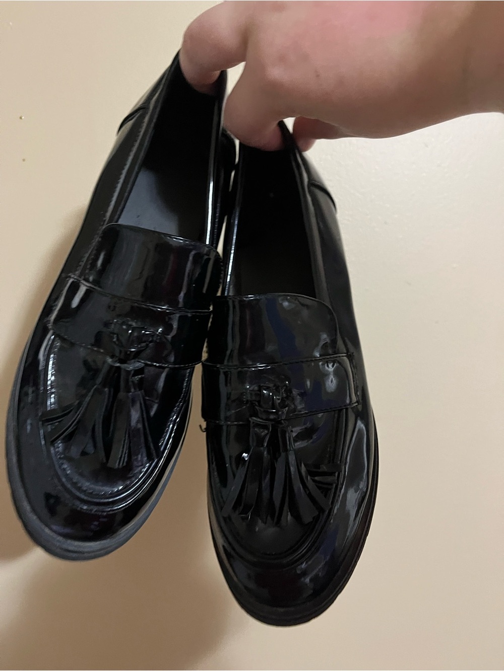 Jones New York Black Patent Tassel Penny Loafers